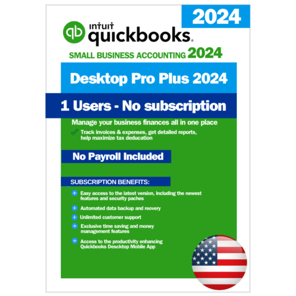 QuickBooks Desktop Pro Plus 2024 – Lifetime License Key – USA Version (1 User)