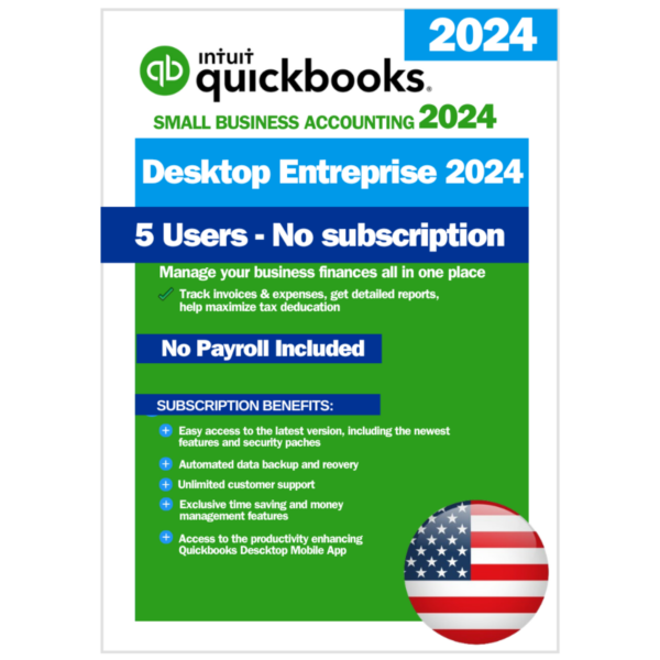 QuickBooks Desktop Enterprise 2024 – Lifetime License Key – USA Version (5 Users)