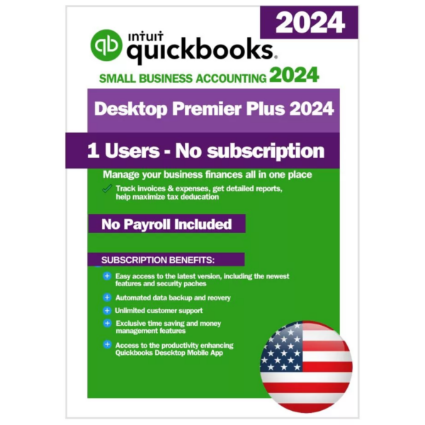 QuickBooks Desktop Premier Plus 2024 – Lifetime License Key – USA Version (1 User)